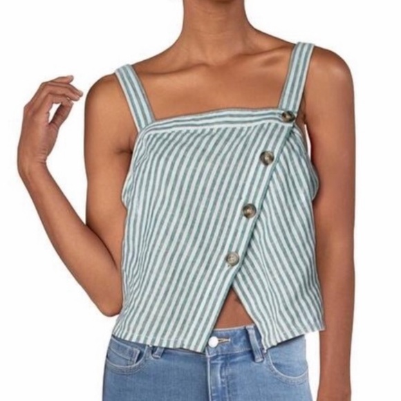 Chelsea & Violet Tops - Chelsea & Violet Crop Top Prairie Blues Stripe  M NWT